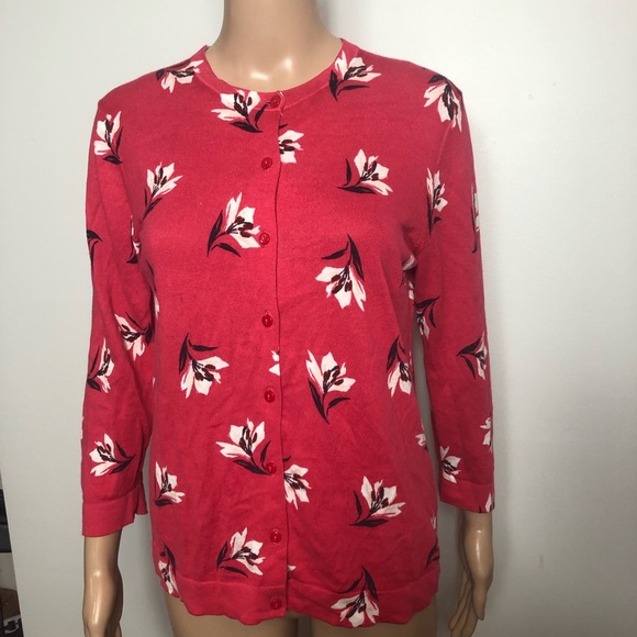 Ann Taylor Sweaters - Ann Taylor Pink Floral Print Cardigan